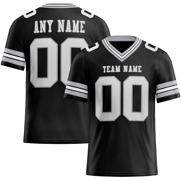Custom Football Jersey - Black White-Gray Authentic