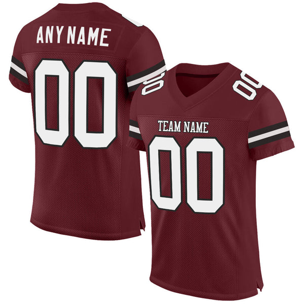 Custom Football Jersey - Burgundy White-Black Mesh Authentic