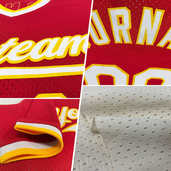 Custom Baseball Jersey - Cream Red Royal-White Authentic Throwback