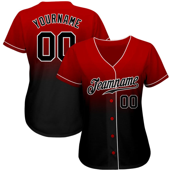 Custom Baseball Jersey - Red Black-White Authentic Fade Fashion