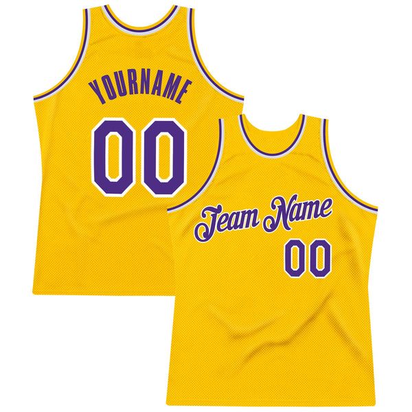 Custom Basketball Jersey - Gold Purple-White Authentic Throwback