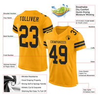 Custom Football Jersey - Gold Black Mesh Authentic