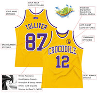 Custom Basketball Jersey - Gold Purple-White Authentic Throwback