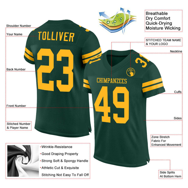 Custom Football Jersey - Green Gold Mesh Authentic