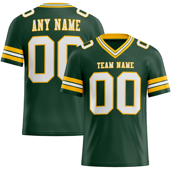 Custom Football Jersey - Green White-Gold Authentic