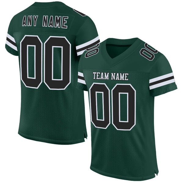 Custom Football Jersey - Green Black-White Mesh Authentic