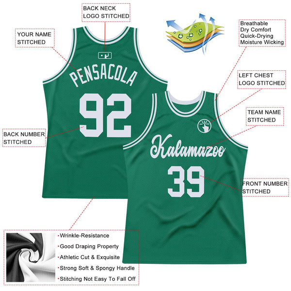 Custom Basketball Jersey - Kelly Green White Authentic Throwback