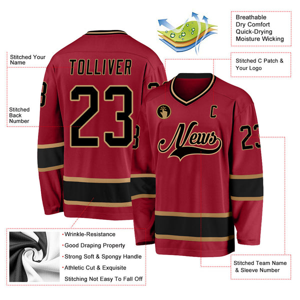 Custom Hockey Jersey - Maroon Black-Old Gold