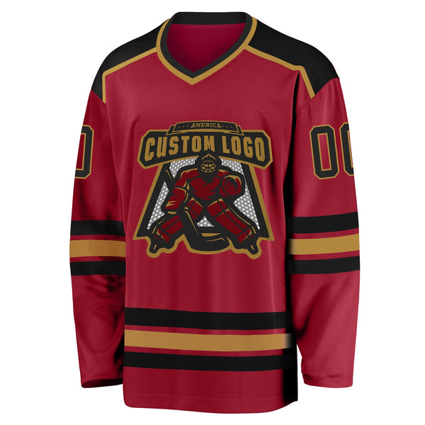 Custom Hockey Jersey - Maroon Black-Old Gold