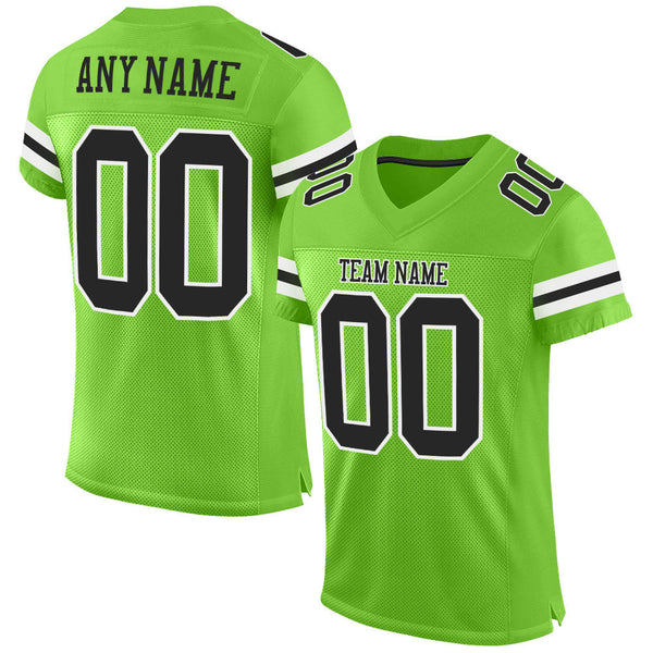 Custom Football Jersey - Neon Green Black-White Mesh Authentic