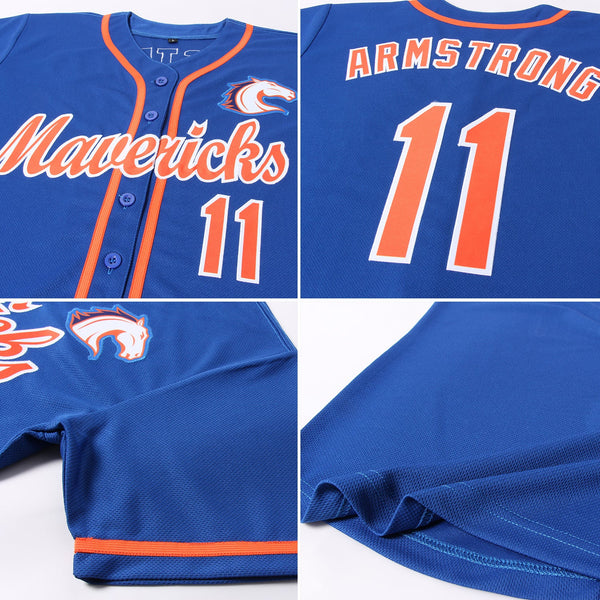 Custom Baseball Jersey - Royal Orange-White