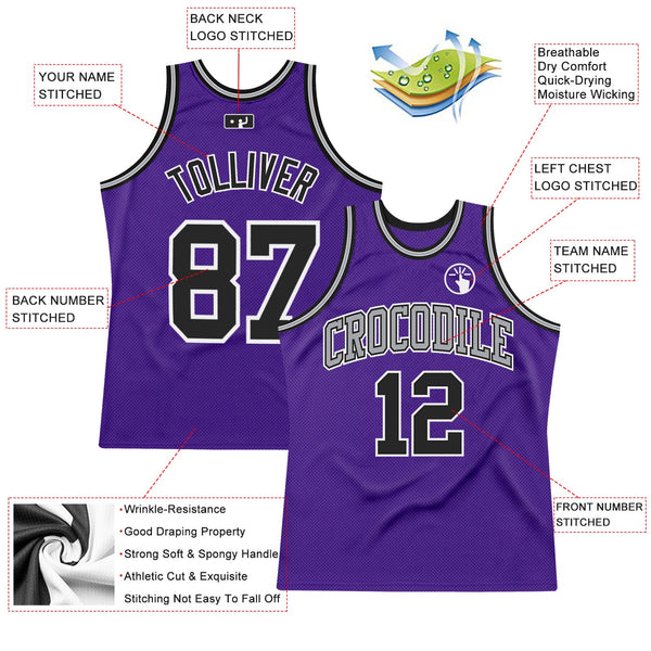 Custom Basketball Jersey - Purple Black-White Authentic Throwback