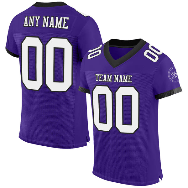 Custom Football Jersey - Purple White-Black Mesh Authentic