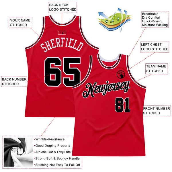 Custom Basketball Jersey - Red Black-Red Authentic Throwback