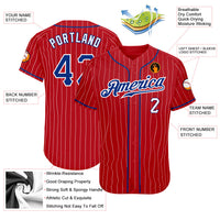 Custom Baseball Jersey - Red White Pinstripe Royal-White Authentic