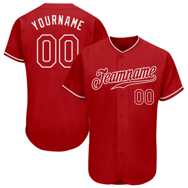 Custom Baseball Jersey - Red Red-White Authentic