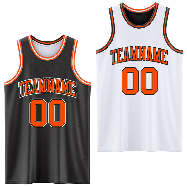 Custom Basketball Jersey - Reversible Black Orange-White Double Side Sublimation Set