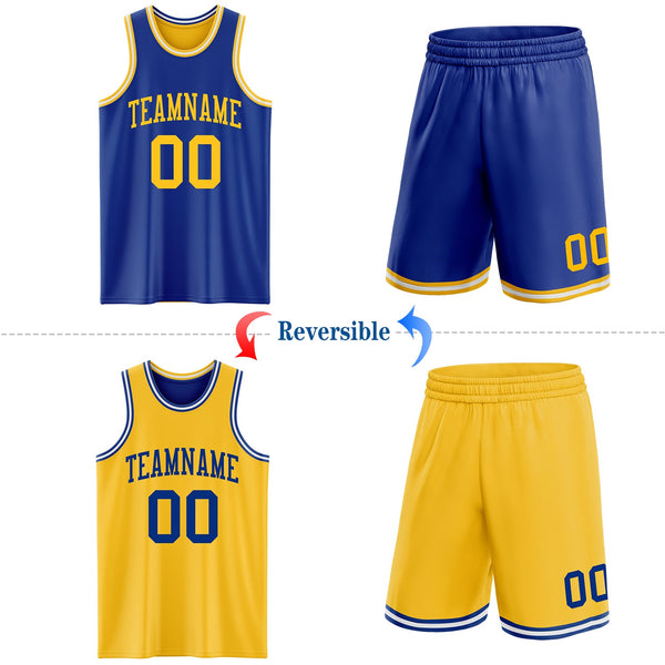 Custom Basketball Jersey - Royal Gold-White Reversible Double Side Sublimation Set