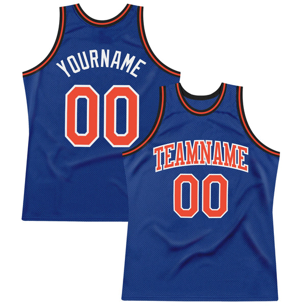 Custom Basketball Jersey - Royal Orange-White Authentic Throwback