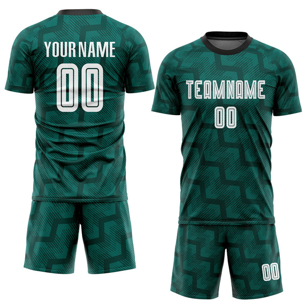 Custom Soccer Jersey - Green White-Black Sublimation Uniform