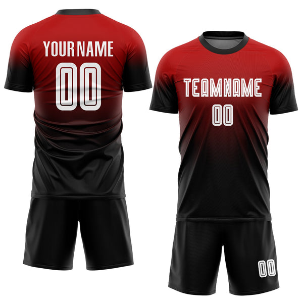 Custom Soccer Jersey - Red White-Black Sublimation Fade Fashion Uniform