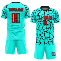 Custom Soccer Jersey - Aqua Red-Black Sublimation Uniform