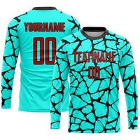 Custom Soccer Jersey - Aqua Red-Black Sublimation Uniform