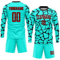 Custom Soccer Jersey - Aqua Red-Black Sublimation Uniform
