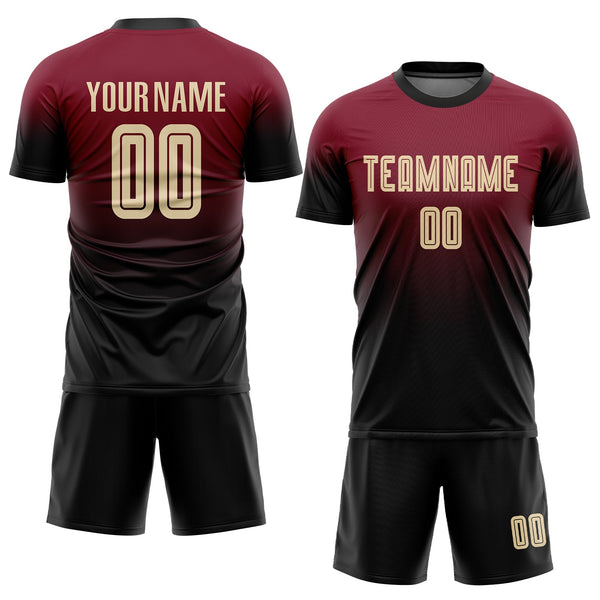 Custom Soccer Jersey - Crimson Cream-Black Sublimation Fade Fashion Uniform