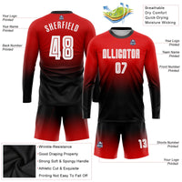 Custom Soccer Jersey - Red White-Black Sublimation Long Sleeve Fade Fashion Uniform