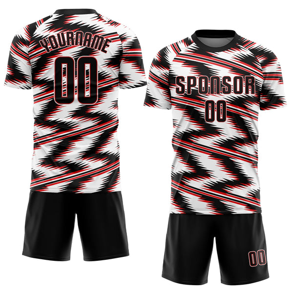 Custom Soccer Jersey - White Black-Red Sublimation Uniform