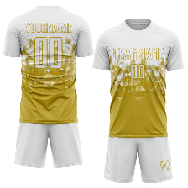 Custom Soccer Jersey - Old Gold White Sublimation Uniform