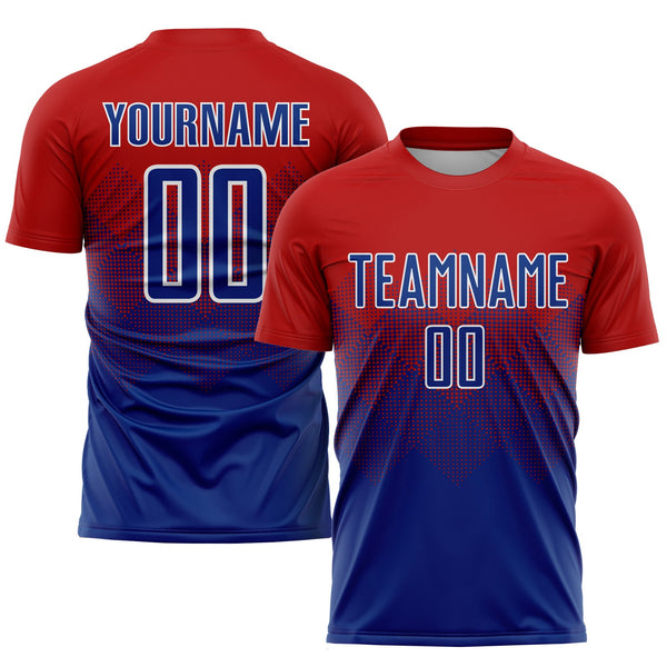 Custom Soccer Jersey - Red Royal-White Sublimation Uniform