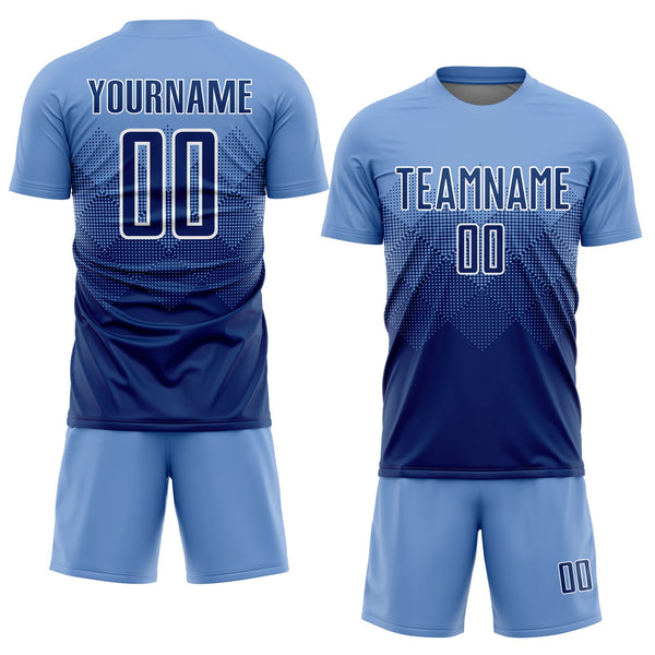 Custom Soccer Jersey - Light Blue Navy-White Sublimation Uniform