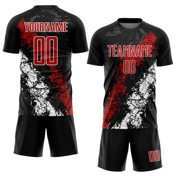 Custom Soccer Jersey - Black Red-White Sublimation Uniform