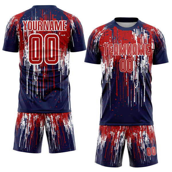 Custom Soccer Jersey - Red Royal-White Sublimation Uniform