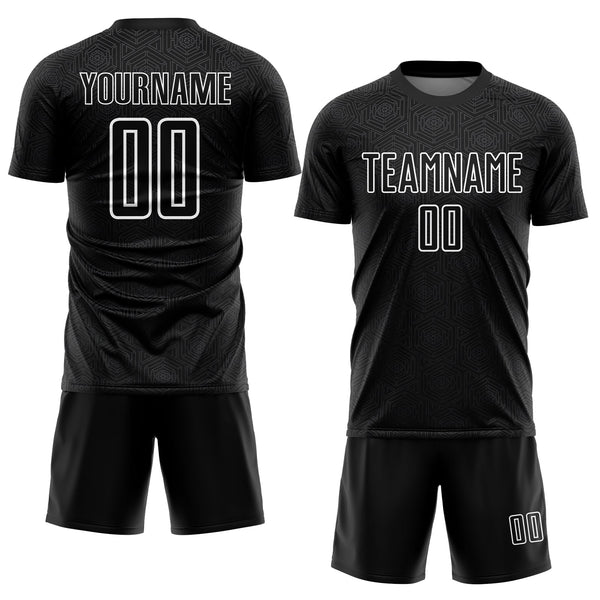 Custom Soccer Jersey - Black White Geometric Shapes Sublimation Uniform
