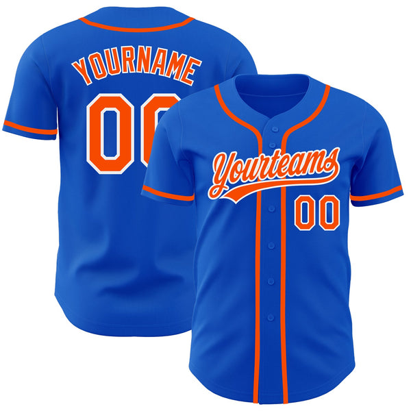 Custom Baseball Jersey - Thunder Blue Orange-White Authentic