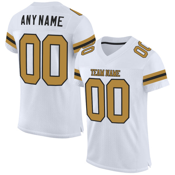Custom Football Jersey - White Old Gold-Black Mesh Authentic
