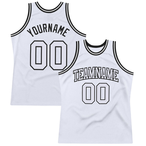 Custom Basketball Jersey - White White-Black Authentic Throwback