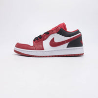 Low Top Basketball Shoes, White Red Colorway, Leather Footwear, Lace Up Design, Casual Gift for Shoe Lovers