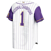 #1 LSU Tigers 2025 NCAA Baseball College World Series Champions Lightweight Baseball Jersey - White