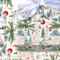 Watercolor Palm Tree Wrapping Paper, Tropical Christmas Wrapping Paper, Coastal Holiday Gift Wrap, Exotic Festive Christmas Wrapping Paper