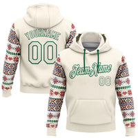 Holiday Sleeve Pattern Hoodie, Custom Christmas Fair Isle Pullover Hoodie, Stitched Name Number Sweatshirt Hoodie, Sports Fan Xmas Present