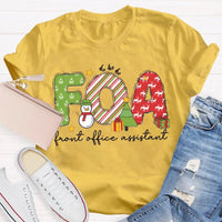 Festive Holiday Graphic Tee, Front Office Assistant Snowman Christmas T-Shirt, Humorous Xmas Office Staff Shirt, Winter School Worker Tee