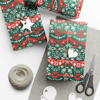 Geometric Holiday Pattern Gift Wrap, Nordic Christmas Gift Wrapping Paper, Scandinavian Xmas Wrapping Paper Roll