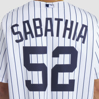 New York Yankees CC Sabathia White 2025 Baseball Hall of Fame Name & Number Retired Replica Jersey