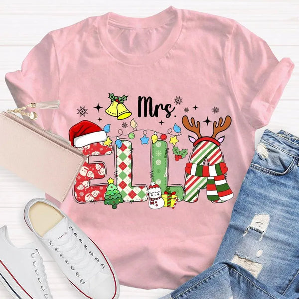 Custom Name Holiday Shirt, Personalized Christmas Snowflake T-Shirt, Festive Winter Family Graphic Tee, Matching Xmas Present