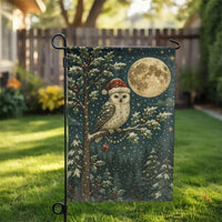 Santa Hat Full Moon Flag, Snowy Owl Christmas Garden Flag, Winter Wildlife Yard Flag, Festive Holiday Lawn Decor, Seasonal Outdoor Home Present