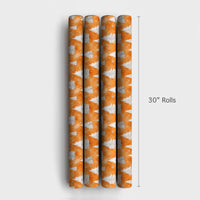 Watercolor Christmas Wrapping Paper, Orange Pine Tree Wrapping Paper, Winter Snowflake Holiday Wrapping Paper, Festive Forest Gift Wrap